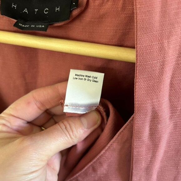 Hatch Womens 1 Small Noelle Jumpsuit Romper Maternity Belted V-Neck Linen Blend - Picture 14 of 14